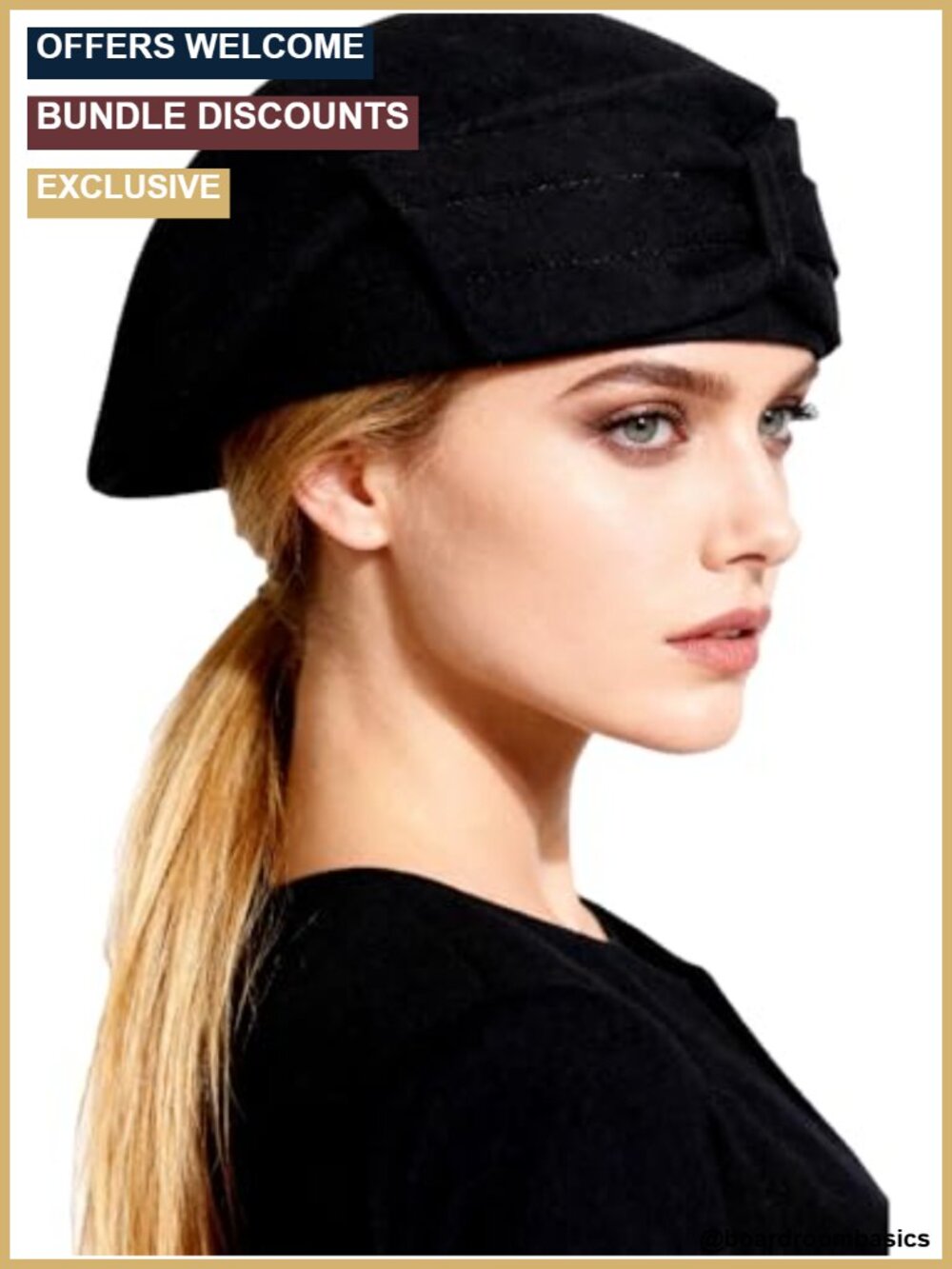 Elegant Wool Felt Beret Hat with Bowknot for Women